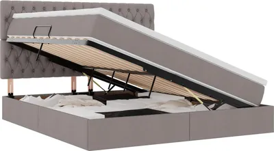 Produktbild von vidaXL LED-Speicherbett mit Matratze Taupe 180 x 200 cm Stoff