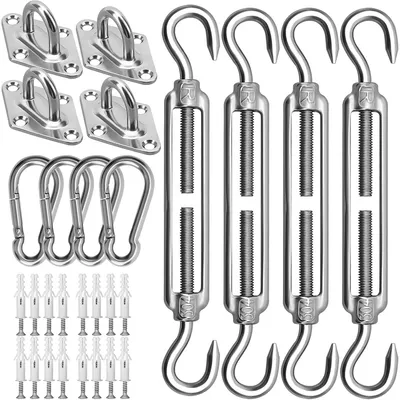 Produktbild von Sonnensegel Montageset,44PCS Sonnensegel Befestigungsset,aus Edelstahl, Komplettes Montageset für Mittlere & Große Schattensegel