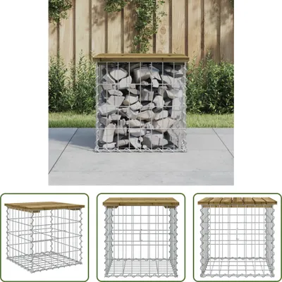 Immagine prodotto di The Living Store Panca da giardino Gabion 43x44x42 cm in legno di pino impregnato