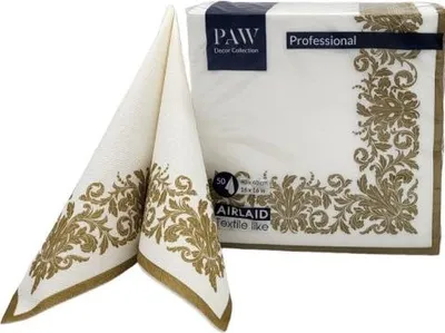 Zdjęcie produktu dla Serwetki papierowe Paw złote 40 x 40 cm 50 sztuk
