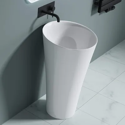 Produktbild von doporro freistehendes Standwaschbecken BTH: 42x42x85cm weiß aus Mineralguss Waschtisch Waschplatz Standsäule Colossum33