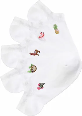 Produktbild von H.I.S. Sneakersocken Damen , Kinder Sneaker Socken bestickte Sommerliche Baumwollsocken 5 -teilig 5x weiß Größe 35/38