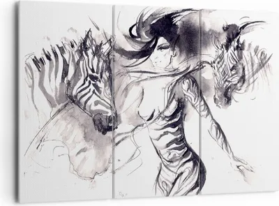 Produktbild von Bild auf Leinwand - Leinwandbild - Zebras Bewegung Eleganz weiblich - 165x110cm - Wand Bild - Wanddeko - Leinwanddruck - Bilder - Kunstdruck - Leinwand bilder - Wandkunst - CE165x110-3013
