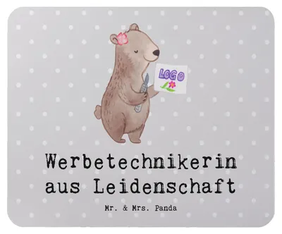 Produktbild von Mr. & Mrs. Panda Mousepad Werbetechnikerin Leidenschaft - Grau Pastell - Geschenk, pc, Mouse Pad, Mauspad, mousematte