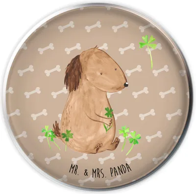 Produktbild von Mr. & Mrs. Panda Ablaufgarnitur Hund Kleeblatt - Hundeglück - Geschenk, Abflussstöpsel, Waschbecken Stöpsel, Glück, Abfluss Verschluss, Viel, Stopfen, Motivation