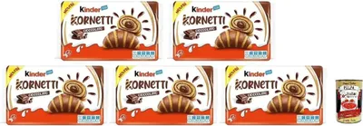 Produktbild von Kinder Cornetti Cioccolato, 5 Packungen, 30 Schokoladen-Croissants, 252g Gesamt, + Italian Gourmet polpa 400g
