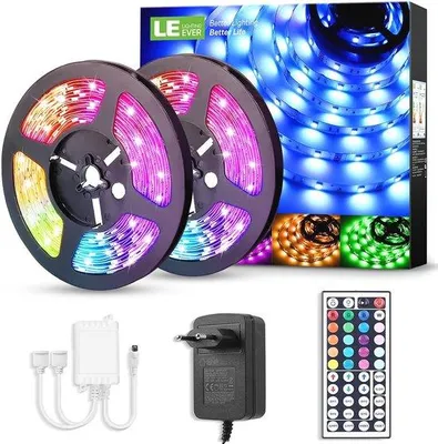 Obrázek produktu pro Stmívatelný 10m RGB LED pásek s dálkovým ovládáním – flexibilní samolepicí pásek pro ambientní osvětlení