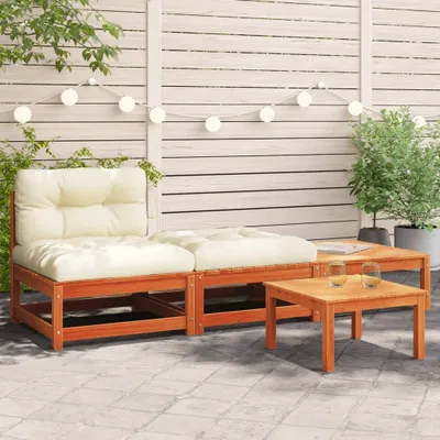 Produktbild von Maison Exclusive - Gartensofa ohne Armlehnen mit Kissen und Hockern