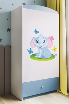 Immagine prodotto di Armadio per bambini Babydreams Armadio ad ante battenti Armadio Elephant Blu