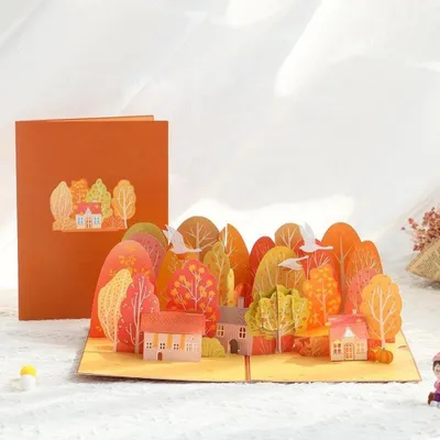 Immagine prodotto di biglietto d'auguri stagionale pop-up 3D - Autunno