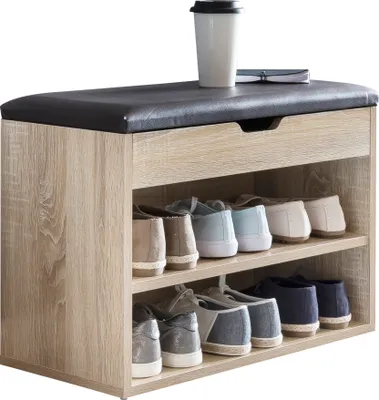Image de Banc à chaussures SOFIA avec assise Sonoma Banc de vestiaire en bois