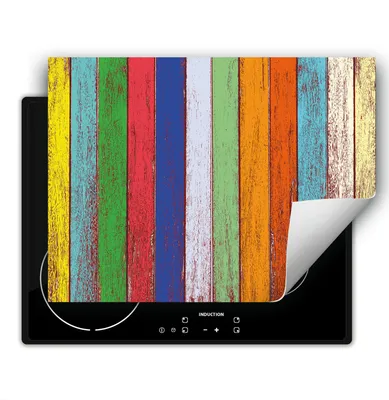 Produktbild von DarHaus Herdabdeckplatte 80x52 cm Anti Rutsch Matte Aufrollbar, bunt - Holz