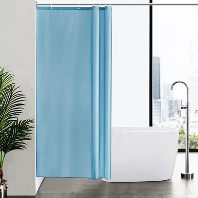 Produktbild von Schmaler Duschvorhang Eck Dusche Polyester Stoff Hellblau 100x200 wasserabweisend
