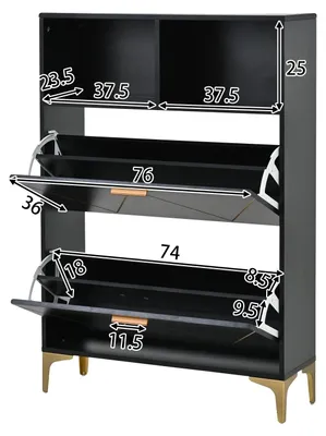 Immagine prodotto di Scarpiera, 4 ripiani, design moderno, nera