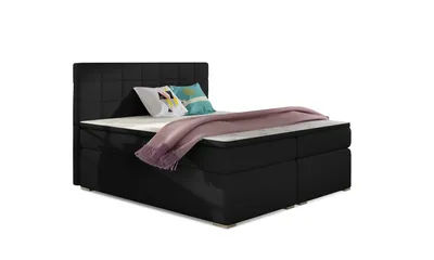 Obrázok produktu pre MOB, Manželská posteľ Boxspring 140 cm - Abbie (čierna) (s matracmi)