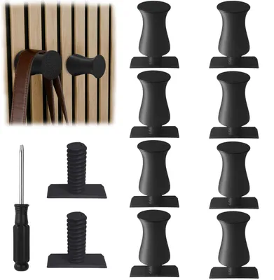 Produktbild von Kleiderhaken für Akustikpaneele, 8 Stück, Haken für Wandpaneele ohne Bohren, flexibel verstellbares Zubehör für Akustikpaneele, Kleiderhaken, Schrankhaken (schwarz, sechseckig)