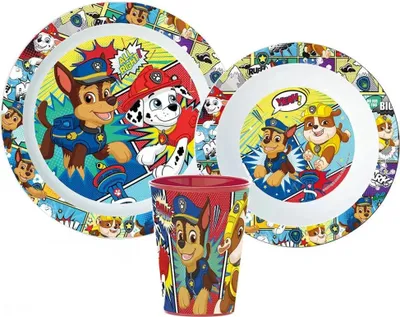 Produktbild von Paw Patrol Kinder Geschirr-Set 3 teilig Becher Teller Schüssel