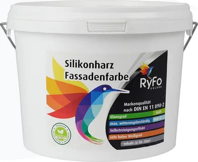 Produktbild von RyFo Colors Silikonharz Fassadenfarbe Lotuseffekt Trend Weißtöne Signalweiß 3l  - bunte Fassadenfarbe, weitere Weiß Farbtöne und Größen erhältlich, Deckkraft Klasse 1