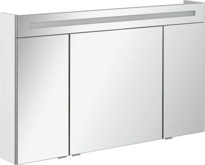 FACKELMANN Spiegelschrank B.CLEVER / dreitürig / Spiegelschrank mit gedämpften Scharnieren / Maße (B x H x T): ca. 120 x 71 x 16 cm / hochwertiger Spiegelschrank / Möbel fürs WC und Bad / Korpus: Weiß