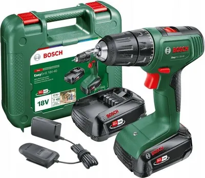 Zdjęcie produktu dla Bosch Easy Drill 18V-40, Wiertarka pistoletowa, Zamek centralny, Bezszczotkowy, Czarny, Zielony, 1,3 cm, 1630 RPM