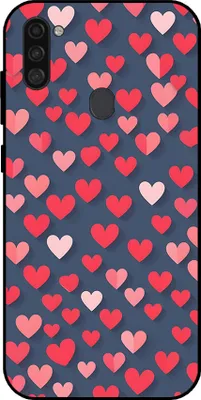 Produktbild von Smartphonica Telefon Fall fit für Samsung Galaxy A11 mit rosa und roten Herzen Impressum - TPU Backcover Fall mit rosa und roten Herz-Design