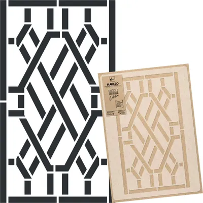 Produktbild von Große Malschablonen L 59x95 cm, Chinesisch Geländer Ornament Muster, Wiederverwendbare Kunststoff Wandschablone