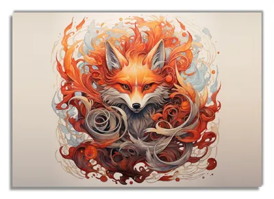 Produktbild von Wallario Poster - Flammenfuchs, Kunstdruck Größe: 70 x 100 cm