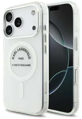 Immagine prodotto di Custodia KARL LAGERFELD per IPHONE 17 Pro compatibile con MagSafe KLHMP17LHKRSGPT (Logo IML Karl RSG) trasparente
