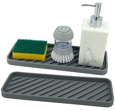 Produktbild von Spülbeckenorganizer Silikon - 30 cm x 11 cm - Küchenorganizer - Abtropfmatte - Spülmaschinenfest - 2 Stück