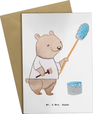 Produktbild von Mr. & Mrs. Panda Grußkarte Maler Herz - Weiß - Geschenk, Grußkarten, Tapezieren, Malerbetrieb, weihnachtskarten, einladungskarten, hochzeitskarten, Meisterprüfung
