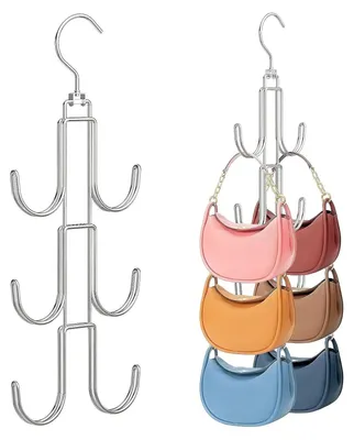 Image de 2 crochets pour sacs, bandoulière rotative, support pour cravates pour placard, organisateur de placard, système de rangement suspendu pour sacs, écharpes, cravates et ceintures (A)