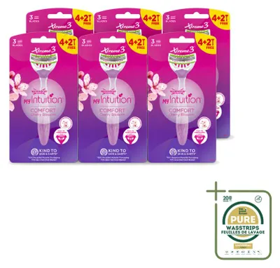 Produktbild von 6 x Wilkinson Sword Xtreme 3 My Intuition Einwegrasierer für Damen - Vorratspackung - 6 Stücke