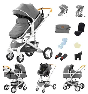 Produktbild von Kinderwagen, 3-in-1 Design, atmungsaktiver Stoff, 530 grau
