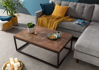 Produktbild von MASSIVMOEBEL24 Couchtisch Akazie 110x70x40 walnuss lackiert LOUNGE COLLECTION #05