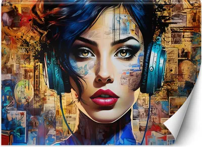 Produktbild von Vlies fototapete Frau Musik Abstraktion 300x210 cm Feeby Bunt inkl. Kleber einfache Montage