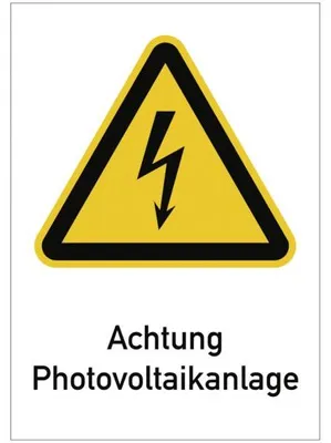 Produktbild von Dreifke® Aufkleber Warnschild Achtung Photovoltaikanlage, Kombischild, Folie,...