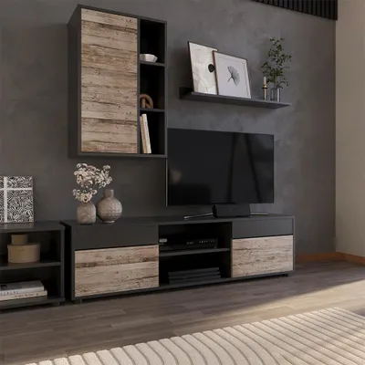 Image de Meuble-paroi Vicco Berno Noir/Chêne sable 2 parties, Model 57822
