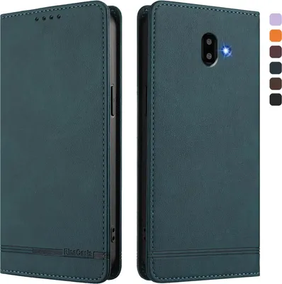 Image de Etui pour Samsung Galaxy J6 Plus, étui rétro en cuirPolyuréthaneavec support et fentes pour cartes de crédit Vert