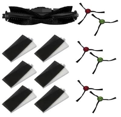 Accessoireset für Saugroboter, 1 Hauptbürste, 6 Filter, 6 Seitenbürsten