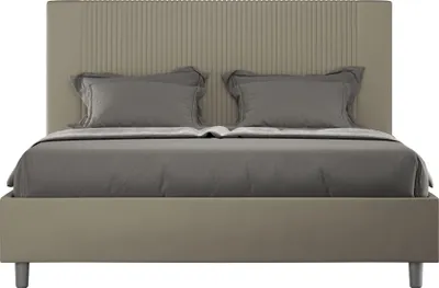 Produktbild von ITYHOME - Gepolstertes Bett mit Lattenrost 140x200 mit Kunstlederbezug Cappuccino Goya