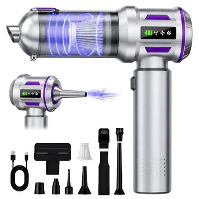 Produktbild von 4-in-1 Autostaubsauger, Handstaubsauger Kabelloser, 80.000 U/min Bürstenloser Motor, 22 kPa Saugleistung, 3 Stufen, LED anzeige, für Auto Haushalt PC