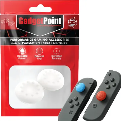 Produktbild von Thumbgrips - Thumb Grips voor Nintendo Switch Joy-Con Controllers - Gaming Thumbgrips - Performance Anti-Slip Thumbsticks - Bescherming Accessoires - Thumbgrips Wit met stippen -
