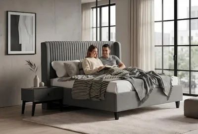 Immagine prodotto di Set per camera da letto: letto, 2 comodini, colore nero, design moderno, confortevole, in legno