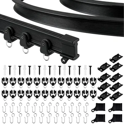 Flexible Plafond-Gardinenstange 3 m, gebogen, schwarz