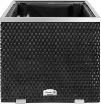 Produktbild von Pflanzenkübel mit Bewässerungssystem aus Rattan Schwarz 50 x 50 x 43 cm