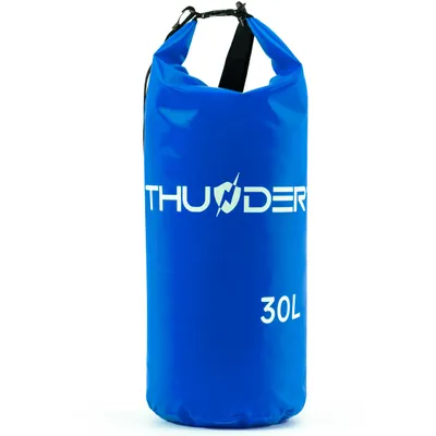 Immagine prodotto di THUNDER® Dry Bag 30L Blu – Sacco impermeabile in PVC con chiusura a rotolo e tracolla per kayak, outdoor