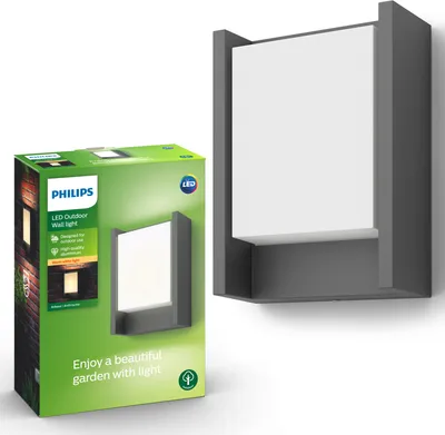 Obrázek produktu pro Philips myGarden Nástěnné svítidlo Arbour, 6 W, Venkovní světlo na zeď, Černá, Hliník, IP44, Zahrada, II
