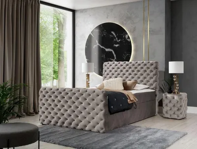 Obrázek produktu pro Manželská postel 140x200 CLARITA LUX - béžová + topper