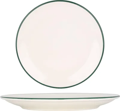 Zdjęcie produktu dla Talerz obiadowy Rinart - Zielony brzeg - Porcelana - 25 cm