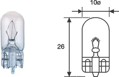 Zdjęcie produktu dla Żarówka W3W 12V/3W W2,1X9,5D (Całoszklana) 10Szt